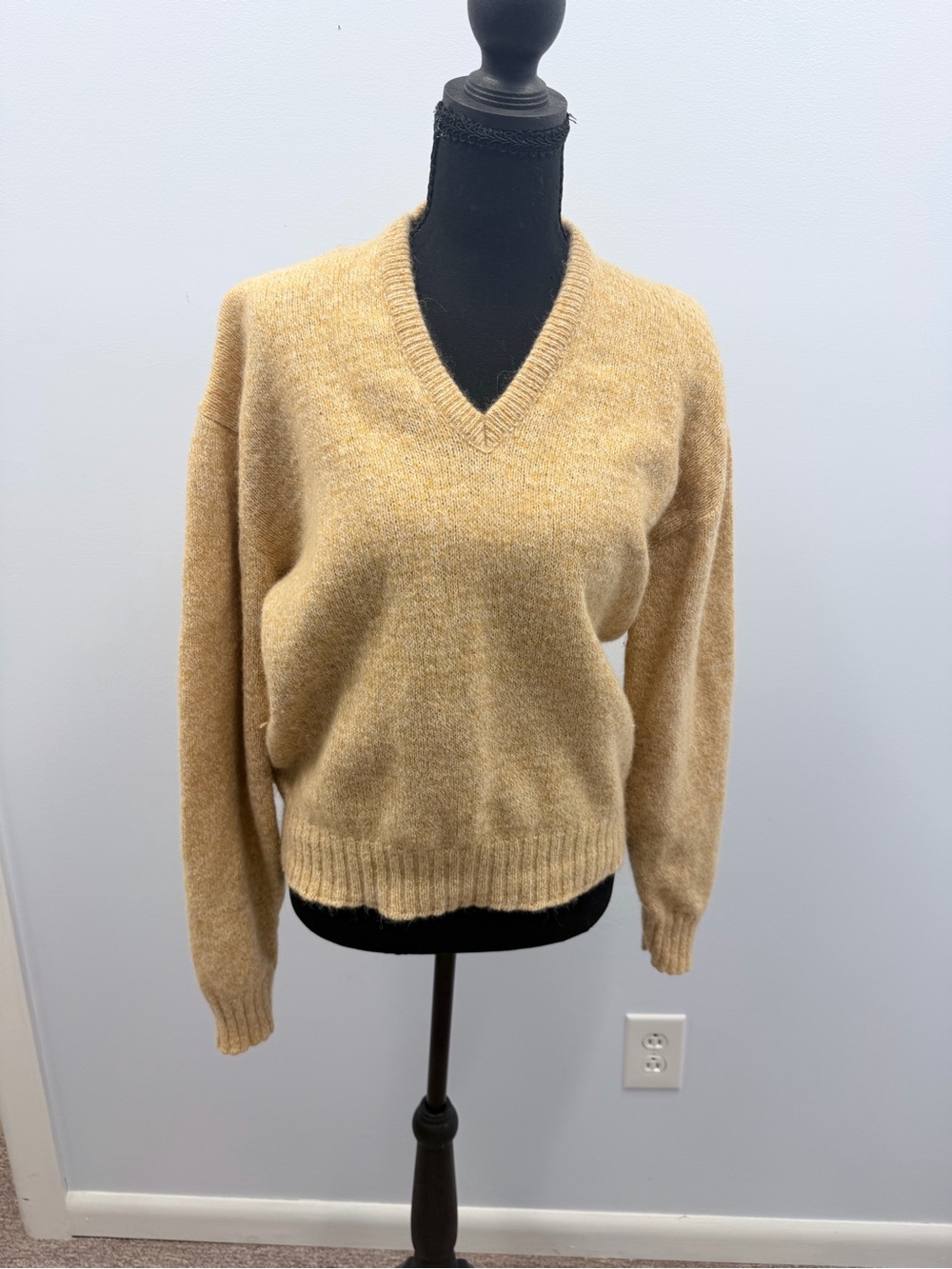 McGregor Women's V-Neck Sweater in Mustard Yellow